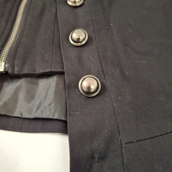 Womens Indie Goth Cropped Pea Coat Military Style Jacket Sz XL Epaulettes - Picture 10 of 16